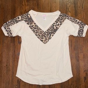 Pink Lily V Neck Tee